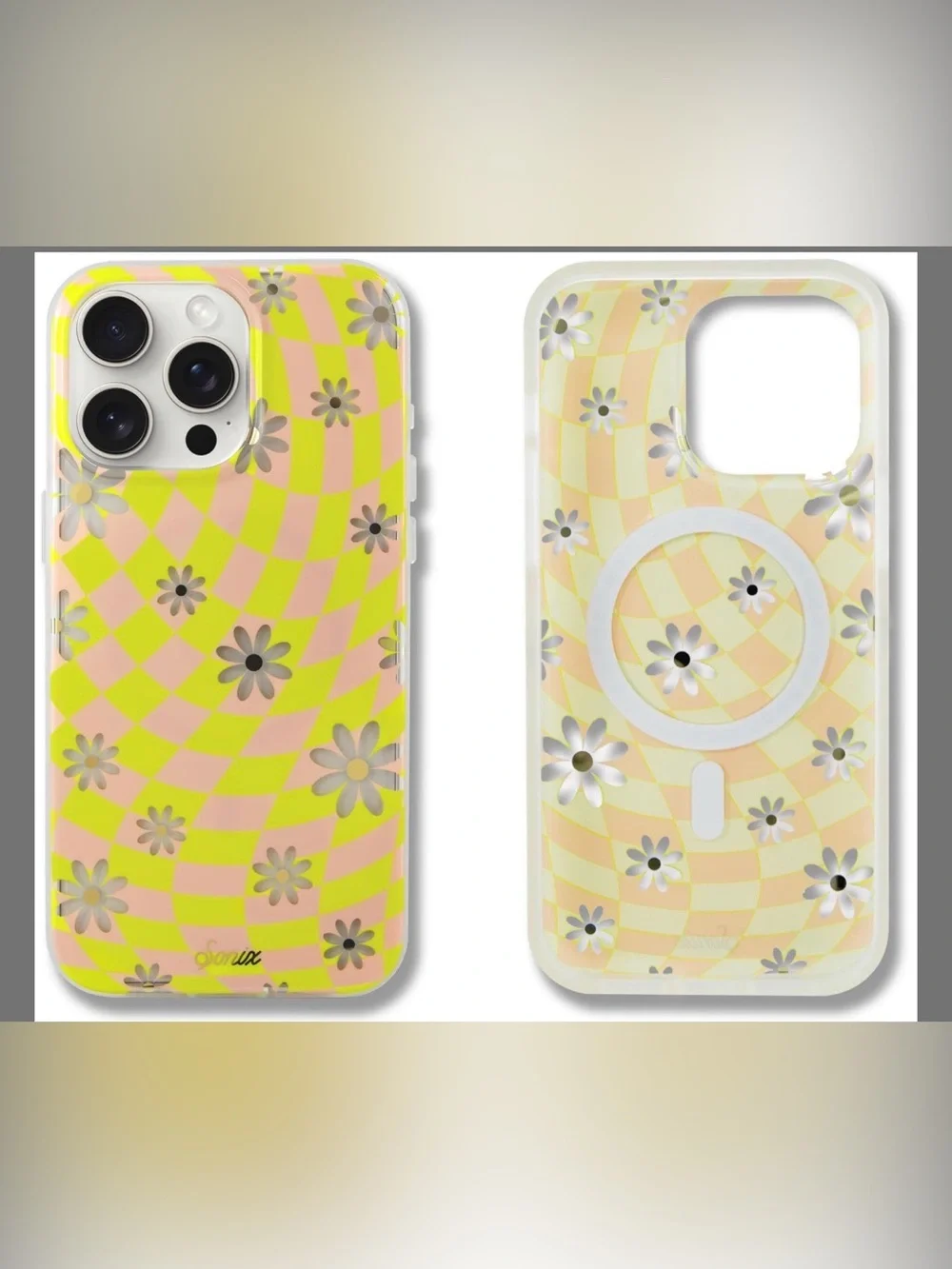 Sonix Pink & Lime Floral Checkerboard MagSafe Case for iPhone 15 Pro Max